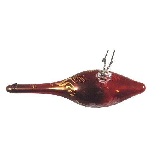 Handcrafted Egyptian Red Glass Ornament With 24K Gold Trim Accents - Picture 2 of 8